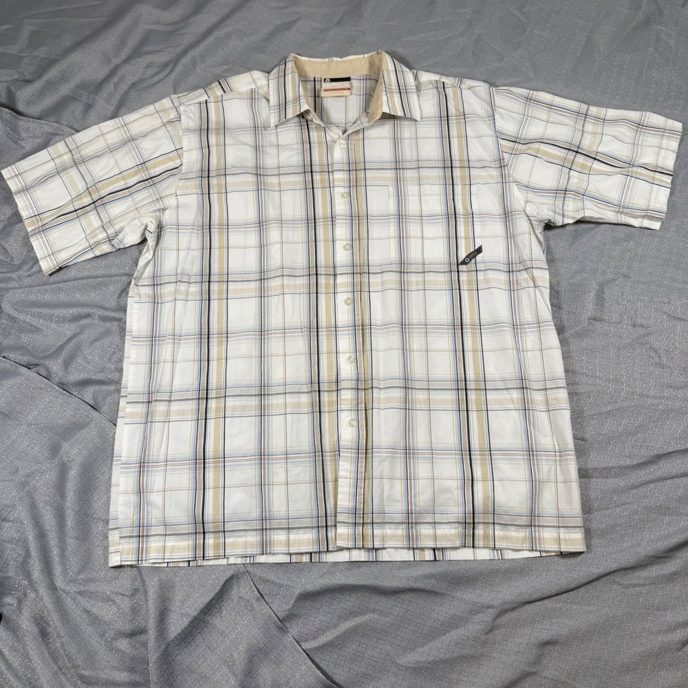 Southpole Shirt Mens XL White Plaid Short Sleeve Button Down Streetwear Casual